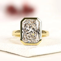 Radiant Cut Moissanite Diamond Bezel Set Solitaire Ring