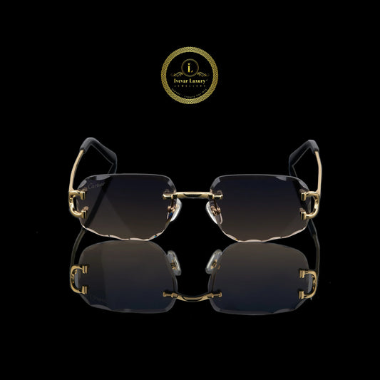 Designer Rimless Sunglasses with Brown Gradient Lenses