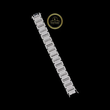 Iced Out Rectangular Cut Lab Grown Diamond Link Bracelet