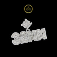 Custom "32MM" Nameplate Lab Diamond Pendant with Hip Hop Design Jewelry