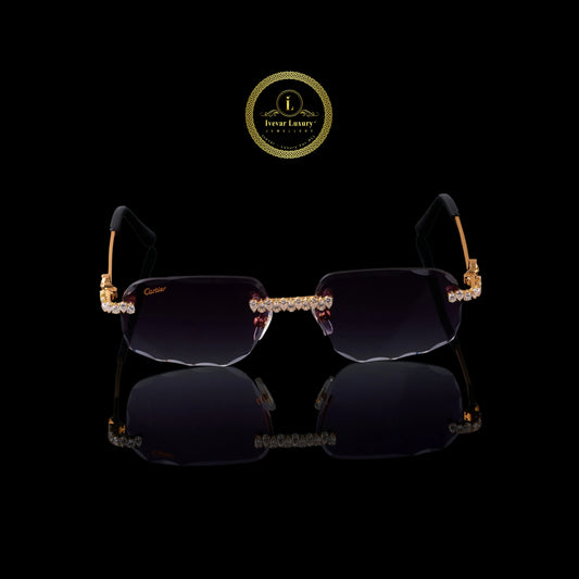 Custom Pear Cut Diamond Sunglasses Rimless Luxury Eye wear