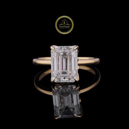 Solitaire Emerald Lab Diamond Cathedral Engagement Ring