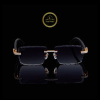Custom Luxury Rimless Sunglasses Featuring Diamond Set Gold Accents