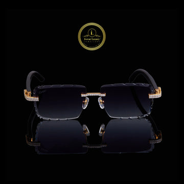 Custom Luxury Rimless Sunglasses Featuring Diamond Set Gold Accents