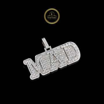 Customized "MAD" Nameplate Lab Diamond Pendant With Fully Iced-Out Jewelry