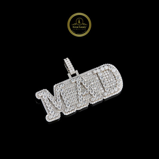 Customized "MAD" Nameplate Lab Diamond Pendant With Fully Iced-Out Jewelry