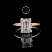 Emerald Cut Solitaire Moissanite Engagement Ring