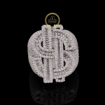 Fully Iced Dollar Sign Lab Grown Diamond Ring by Ivevar