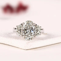Trilogy Oval Cut Lab Grown Diamond Engagement Ring