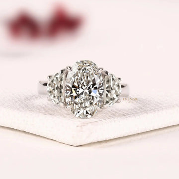 Trilogy Oval Cut Lab Grown Diamond Engagement Ring
