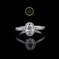 Vintage Oval Cut Moissanite Diamond Milgrain Engagement Ring