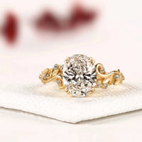 Oval Cut Moissanite Diamond Nature Inspire Engagement Ring