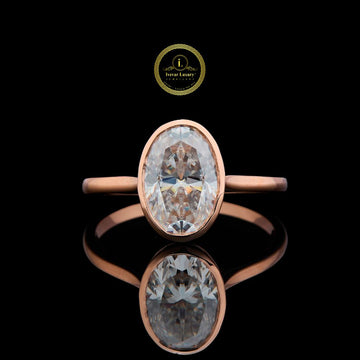 Oval Cut Lab Grown Diamond Bezel Set Ring