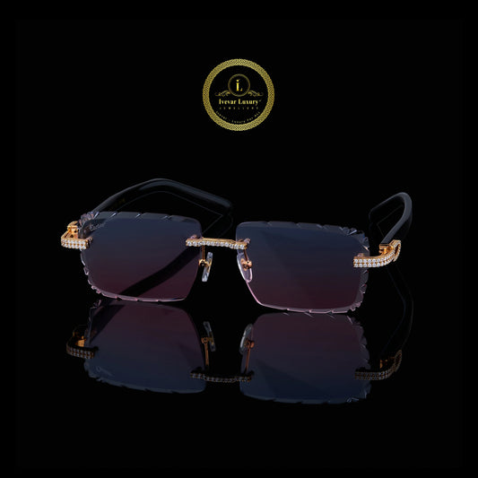 Custom Diamond Rimless Sunglasses Gold Luxury Designer Shades