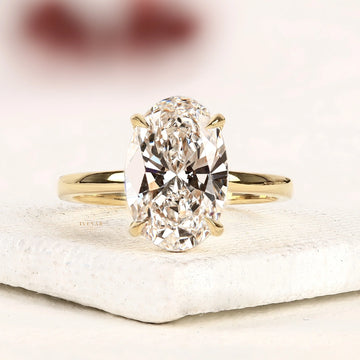 Oval Cut Lab Grown Diamond Solitaire Ring with Cathedral Setting