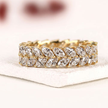 Marquise Cut Moissanite Diamond Full Eternity Wedding Band