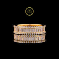 Triple Row Baguette Lab Diamond Wedding Band For Her