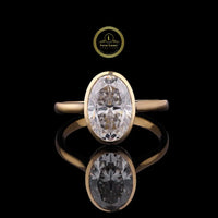 Oval Shape Bezel Set Moissanite Engagement Ring For Her