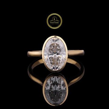 Oval Shape Bezel Set Moissanite Engagement Ring For Her
