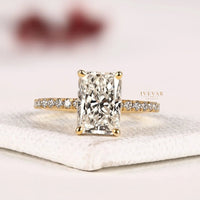 Hidden Halo Radiant Cut Pave Lab Grown Diamond Engagement Ring