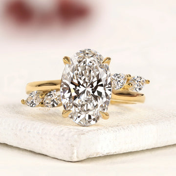 Oval Cut Lab grown Diamond Five Stone Floral Ring