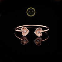 Heart Cut Lab Grown Diamond Open Cuff Bangle Bracelet