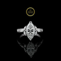 Vintage Marquise Moissanite Ring With Side Marquise Diamonds