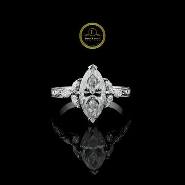 Vintage Marquise Moissanite Ring With Side Marquise Diamonds