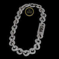 Hip Hop Culture Inspired Repeating Pattern Statement Chain Set with Moissanite