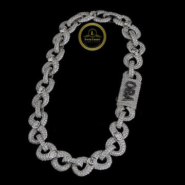 Hip Hop Culture Inspired Repeating Pattern Statement Chain Set with Moissanite