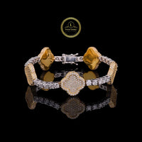 Round Cut Moissanite Diamond Clover Link Tennis Bracelet