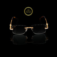 Custom Diamond Rimless Sunglasses with Gold Detailing