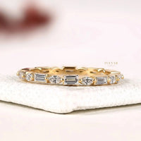 Emerald & Oval Alternative Lab Grown Diamond Eternity Wedding Band