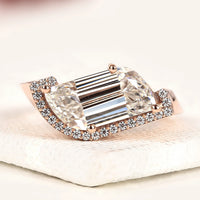 Flame Cut Lab Grown Diamond Pave Half Halo Ring