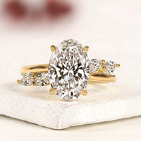 Oval Cut Moissanite Diamond Five Stone Floral Ring