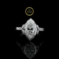 Marquise Solitaire Moissanite Diamond Vintage Inspired Ring