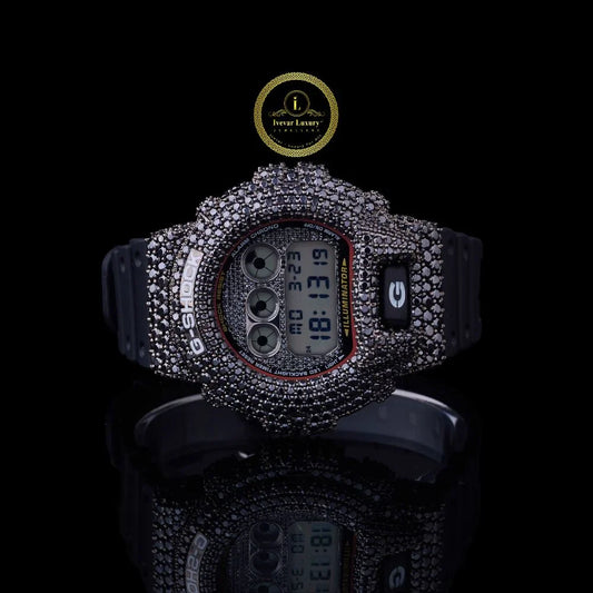 Black Diamond Pave Digital Sports Watch with Resin Strap & LCD Display