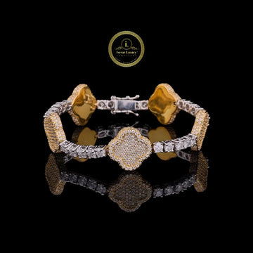 Round Cut Lab Diamond Clover Link Tennis Bracelet