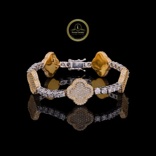 Round Cut Lab Diamond Clover Link Tennis Bracelet