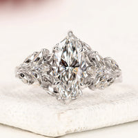 Marquise Cut Lab Grown Diamond Leaf Cluster Engagement Ring