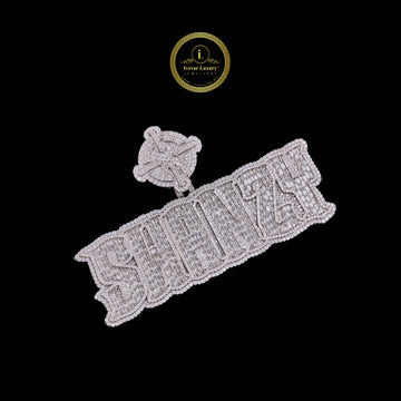 Custom "SWANZY" Nameplate Pendant With VVS1 Baguette Moissanite Diamond Iced-Out Jewelry