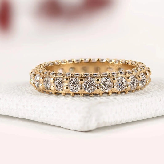 Round Cut Lab Diamond Pave Setting Full Eternity Wedding Band