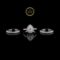 Pear Half Lab Grown Diamond 3 Piece Bridal Ring With Half Eternity Band