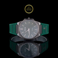 Rose Gold Diamond Bezel Green Strep Watch