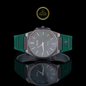 Rose Gold Diamond Bezel Green Strep Watch