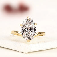 Oval Cut Cathedral Solitaire Moissanite Diamond Engagement Ring