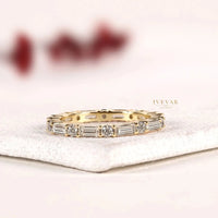 Baguette and round Alternative Lab Grown Diamond Stacking Band
