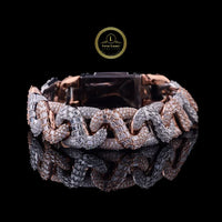 Mixed Cut Two Tone Cuban Link Lab Grown Diamond Bracelet
