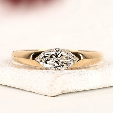 East West Marquise Cut Lab Grown Diamond Solitaire Ring