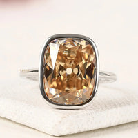 Cushion Cut Lab Grown Diamond Bezel Set White Gold Solitaire Ring
